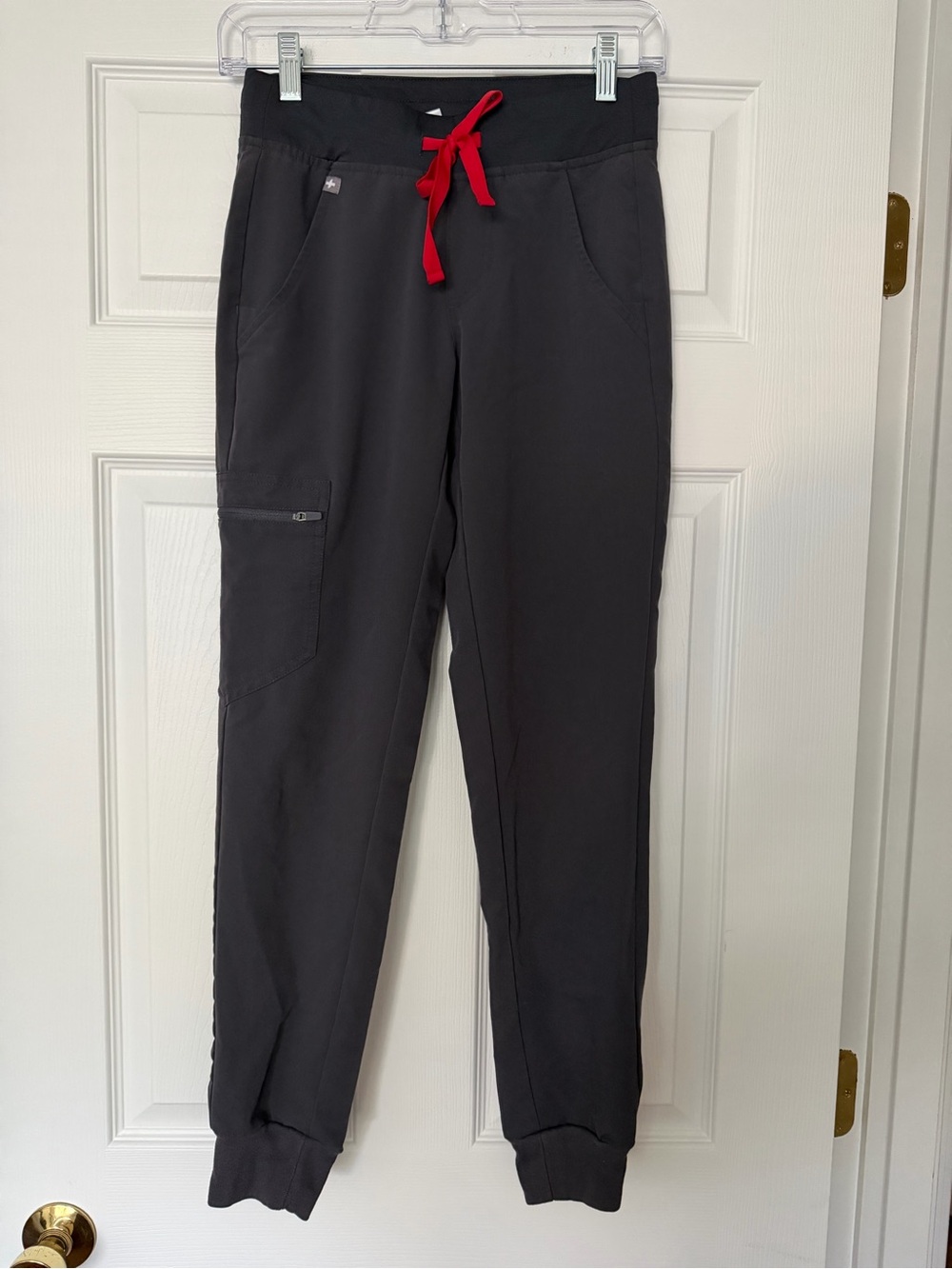 Figs Red and Gray Scrub Jogger Pants